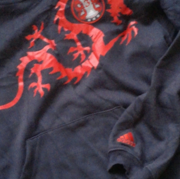 Men's med. Adidas black hoodie with red dragon 88 on it. - Picture 2 of 11
